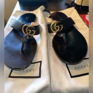 Gucci Leather Thong Sandal with Double G